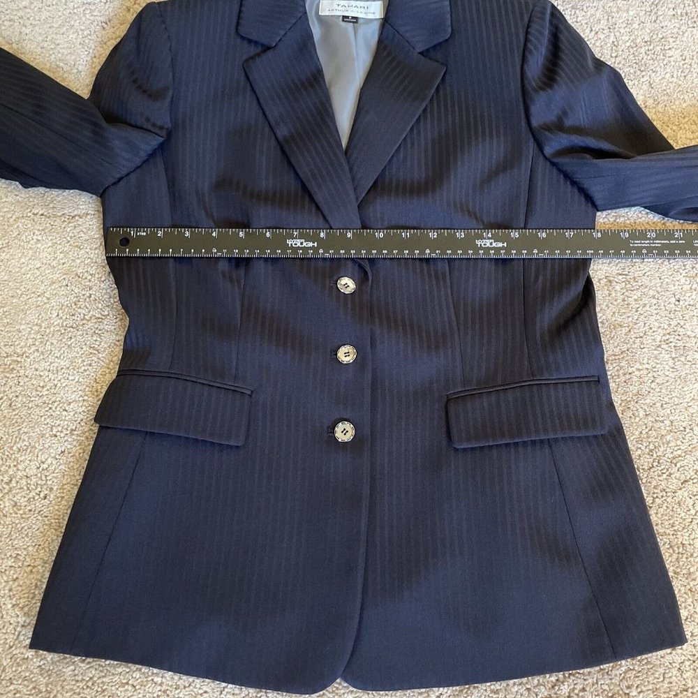NWT-TAHARI ARTHUR S LEVINE WOMENS PINSTRIPE SUIT (2 PC) SZ.8 NAVY BLAZER & PANTS - Picture 6 of 12